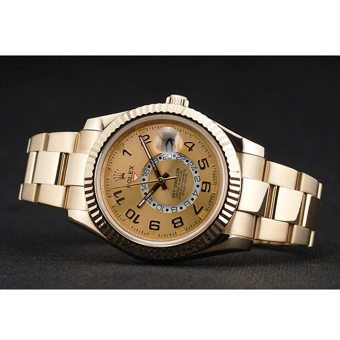 Good copy rolex watches 2012 Dweller Yellow Rolex Perpetual Edition Special Gold Oyster 80243 Sky 0821